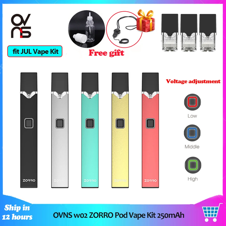 

OVNS W02 Kit ZORRO Pod Vape 250mAh Battery Vape Pen 0.7ml Ceramic Coil Pod Cartridge E Cigarette Kit VS W01 Kit Caliburn vape