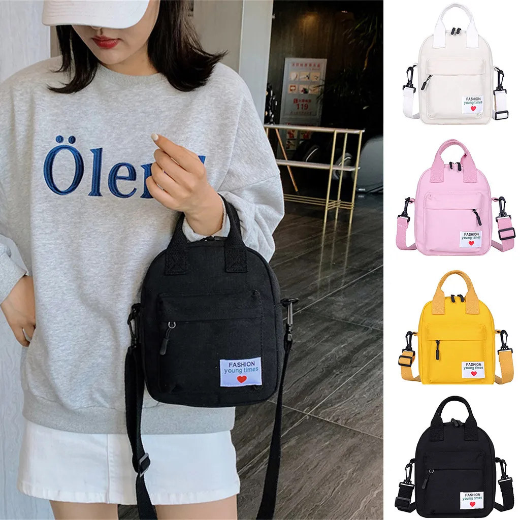 

25# Mini Shoulder Bags Canvas Casual Street Soft Phone Mini Purse Zipper Purses and Handbags 2019 New Crossbody Messenger Bags