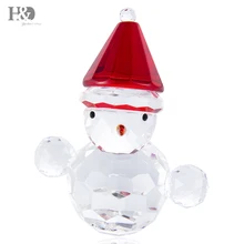 H& D Милая Хрустальная Фигурка снеговика с красной шляпой, стеклянные праздничные украшения, рождественские декоративные аксессуары для вечеринок, Рождественский свадебный подарок