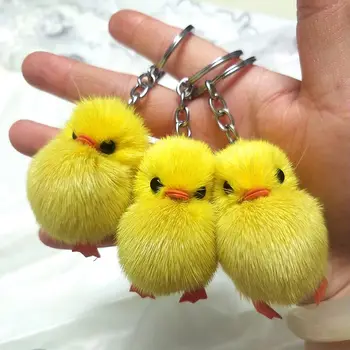 

5Pcs/Set Furry Yellow Duck Fluff Soft Chick Keychains Easter Keyring Handbag Decor