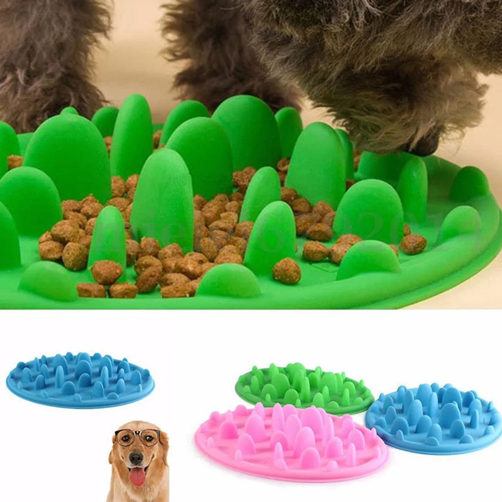 Fuente de alimentación de perro mascota cuenco de plato de comida de silicona para cachorros, plato alimentador de comida lenta para perros, suministros