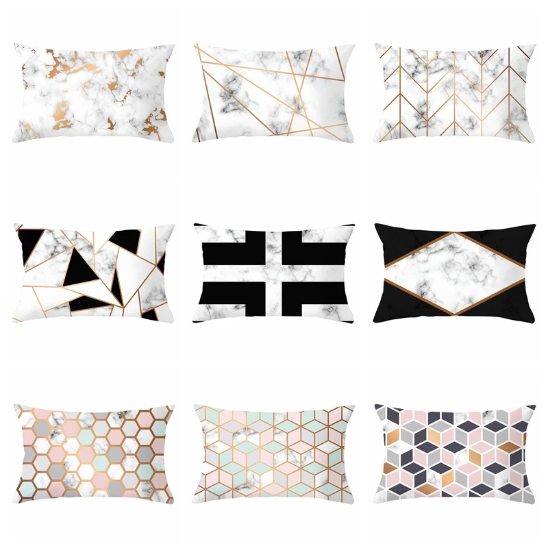 

Nordic Geometric Style Polyester Cushion Cover Decorative Pillows Arrow Cactus Rectangular Waist Pillow Case Sofa Cushion Cover