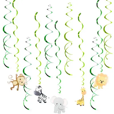 Nicro животные Джунгли Тема ПВХ завитки из фольги баннер Жираф Обезьяна Слон DIY спиральный орнамент украшения вечерние принадлежности# Tas32 - Цвет: Set