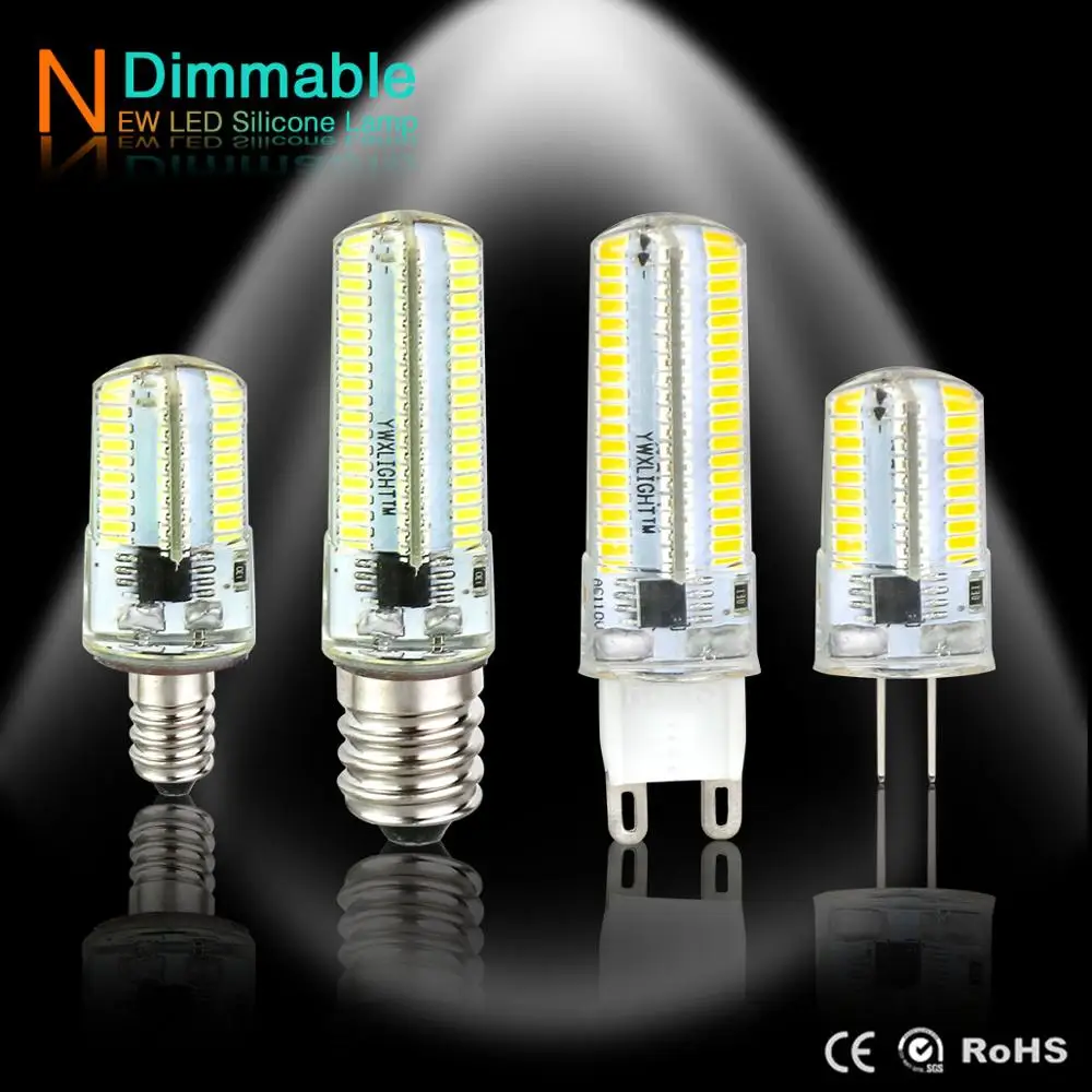 AC 220V 110V Dimmable G9 светодиодный G4 силиконовая лампочка E14 E17 E11 E12 G8 3014 SMD 64/152 светильник