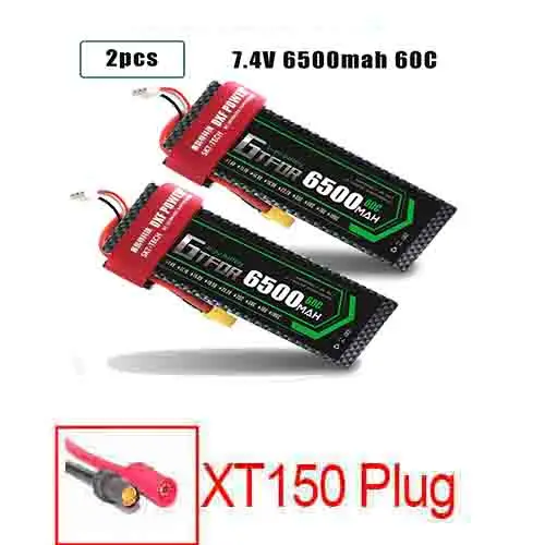 GTFDR 2 шт. 2S 7,4 V 6500 мА/ч, 6000 мА/ч, 50C 60C 120C Lipo Батарея RC Запчасти на колесиках TRX AKKU для TRX TRX4 1/10 автомобиль Радиоуправляемый Дрон вертолет - Цвет: 2PCS6500HARDXT150