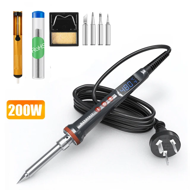 200W Electric Soldering Iron Digital Temp Adjustment Automatic Sleep Internal Thermal Ceramic Heating Electronic Welding Tools hot air rework station Welding Equipment