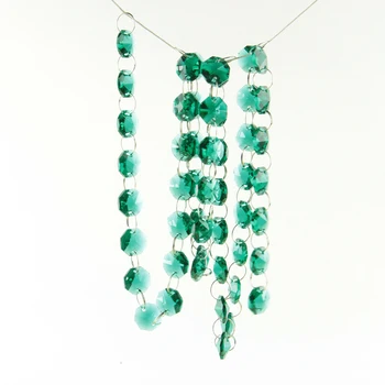 

1/5/10/50 Meters Glass Glarand Strand Zircon Green 14mm Octagonal Glass Crystal Garland Wedding & Christmas Decoration