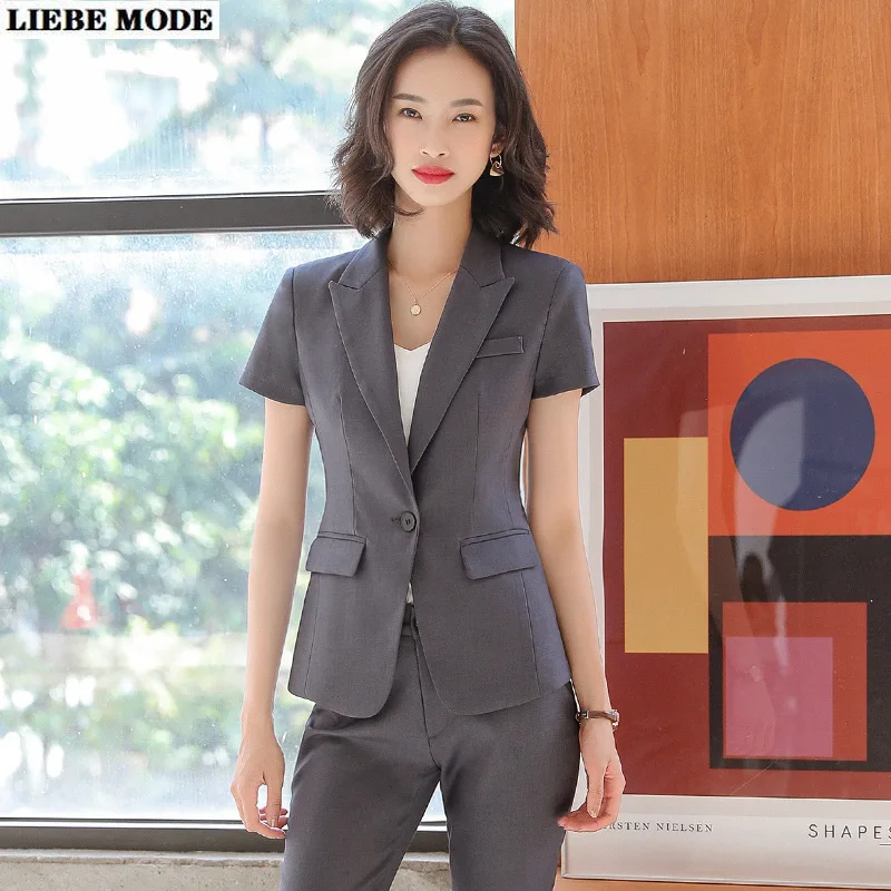 Pants Suit Women Summer Temperament Fashion Highend Professional Slim Short  Sleeve Blazer And Trousers Office Lady Work Wear  Pant Suits  AliExpress