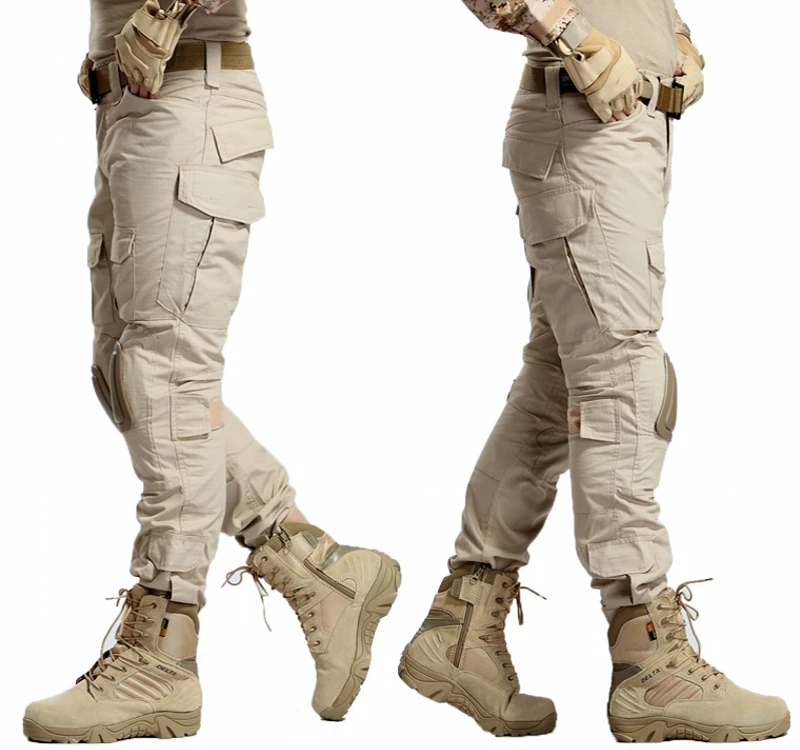 Tactical Pants Men's Cargo Pants With Knee Pads Outdoor Army Military Battlefield Hunting Pants Tan Airsoft Combat Trousers