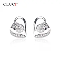 CLUCI 925 пробы серебряные серёжки сердце для Для женщин ювелирные изделия из серебра 925 жемчужное крепление циркон сердце серьги для Обручение