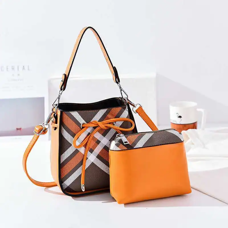 

Taizhou WOMEN'S Bag Wholesale 2019 New Style Different Size Bags Trend Contrast Color Small Plaid One-Shoulder Cross-body Bucket