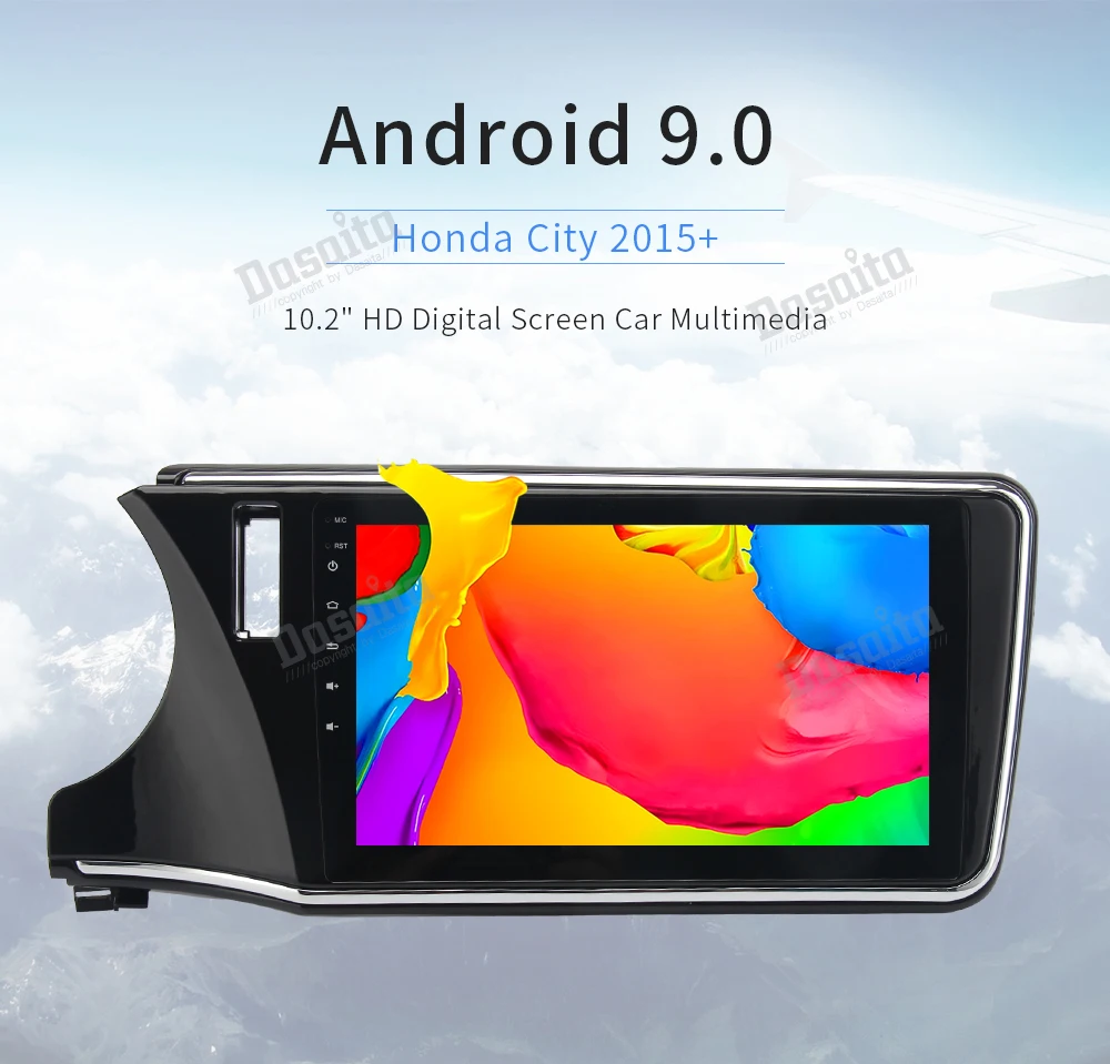 Perfect Android 9.0 Octa Core 10.2" Car Stereo Radio for Honda City 2015 2016 2017 Auto Head Unit Bluetooth GPS Navigator 1 din 0