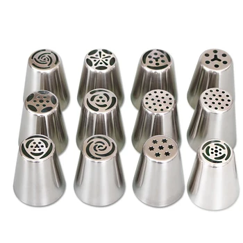 

12 Combination Russian Silk flower Pipe Tips Icing DIY Nozzle Bake Decoration Tool Kit Cake Decorating Tips Dessert Pastry Cream