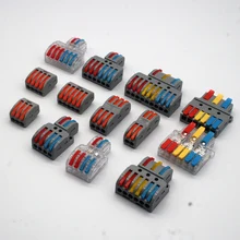 Mini conectores de cabo de fio rápido condutor compacto universal mola de emenda conector de fiação push-in bloco de terminais pct-222 223