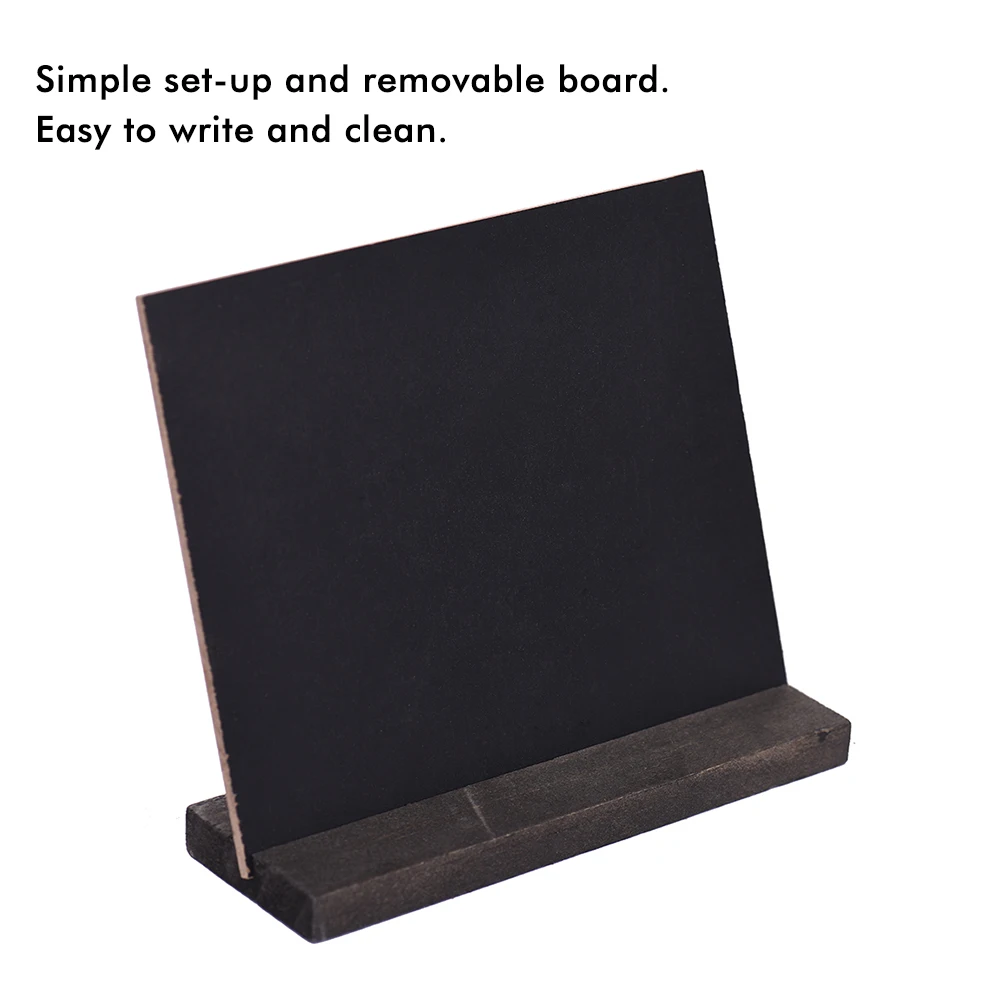 

Double-sided Wooden Chalkboard Mini Tabletop Blackboard Signs with Vintage Wooden Base Craft Decoration for Home Hotel Set of 4