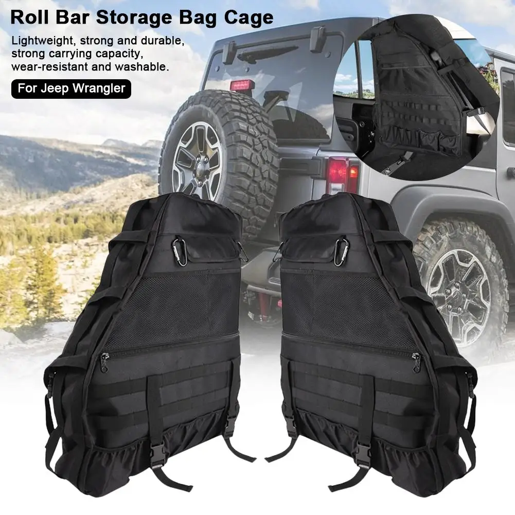 

2PCS /Set Trunk Multifunctional Multi-Pockets Roll Bar Storage Bag Fit 1997- 2017 For Jeep Wrangler JK TJ LJ & Unlimited 4-Door
