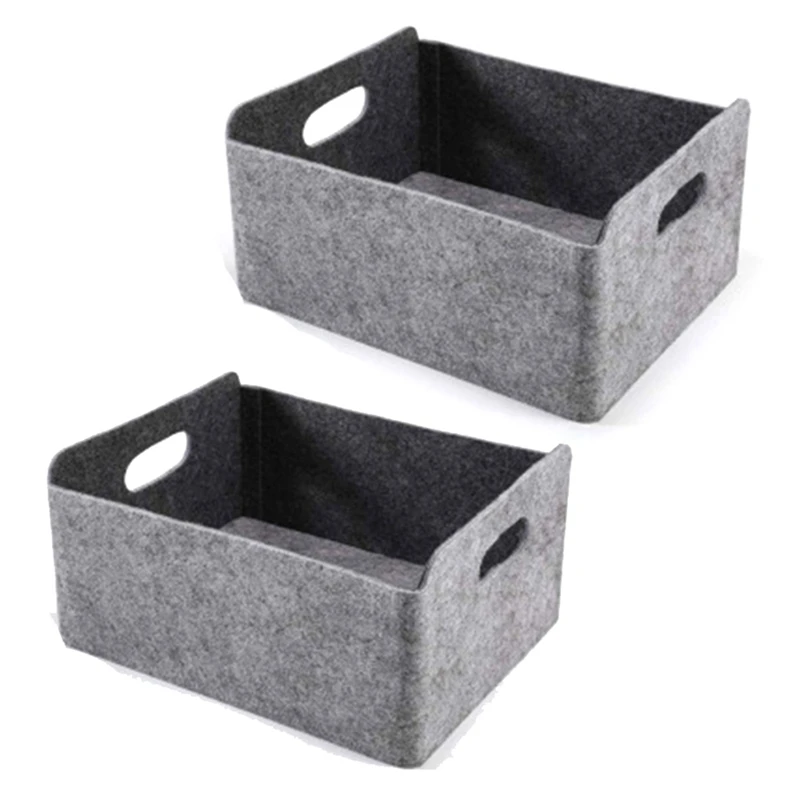 

HOT-2Pcs Felt Storage Basket/Bin with Handles, Collapsible & Convenient Storage Solution