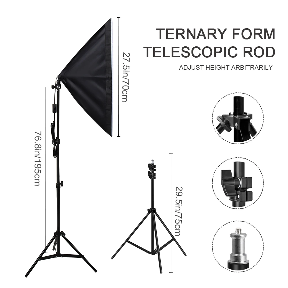 Photography 2pcs Softbox Remote Control 85W LED Light Continuous Lighting Kit 50x70cm Photo Studio Set for Video Photo Shooting