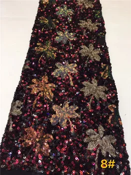 

Wholesale Price New arrival African sequins lace fabric high quality french tulle lace embroidery fabric for dress FFZ821