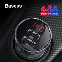 Baseus Мини Автомобильное зарядное устройство Dual USB 4.8A быстрая автоматическая зарядка адаптер для iPhone11 X металлическое зарядное устройство для samsung маленькое автомобильное зарядное устройство для телефона