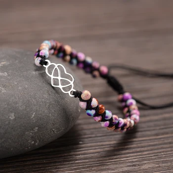 

Heart Infinity Steel Charm Bracelets Blossom 4mm Stones Handmade Adjustable Women Beauty Jewelry