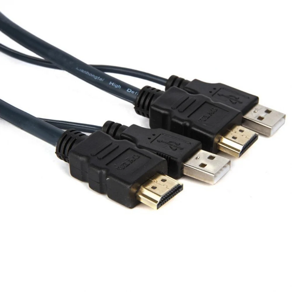 Коммутатор Dvi Kvm 2 порта Usb 0 в 1 с аудио видео кабелем для монитора клавиатуры мыши