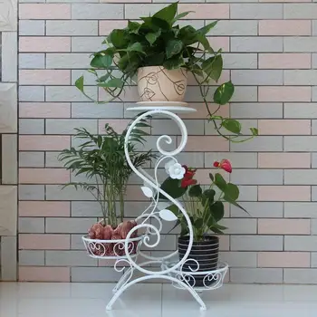 

European style wrought iron flower stand Living room floor flower stand balcony multi-layer bonsai pot rack