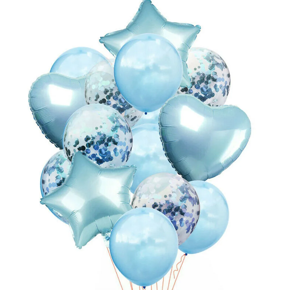 1 комплект/24 шт Конфетти Свадьба День рождения воздушные шары сердце латексная фольга дети мальчик девочка Детские Вечерние - Цвет: Синий