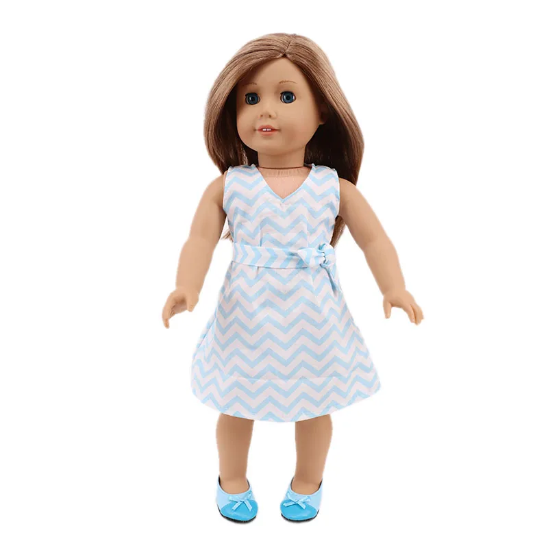 For 18 Inch American Doll Girls & 43 Cm New Born Baby Items,Doll Dress T-shirt + Jeans/Dress,Dolls Accessories For Clothes,Shoes 17