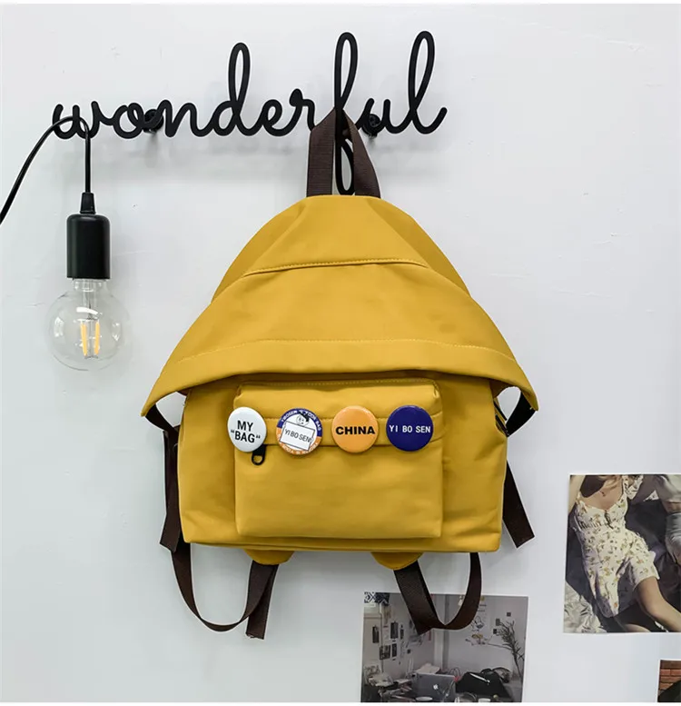 2021 Fashion Small Mini Women's Backpack for Girls School Bag Waterproof Nylon Japanese Casual Yellow Young Girl's Bag Female