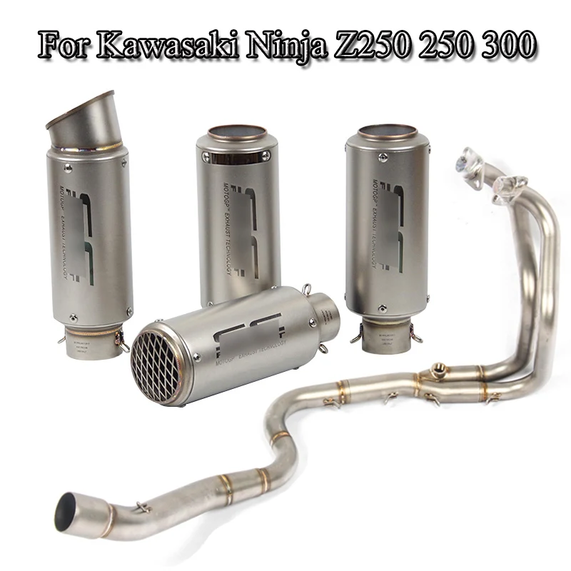 

For Kawasaki Ninja Z250 250 300 Motorcycle Exhaust Muffler Tube Front Header Link Pipe Whole Set Pipe Slip On Modified 2013-2016