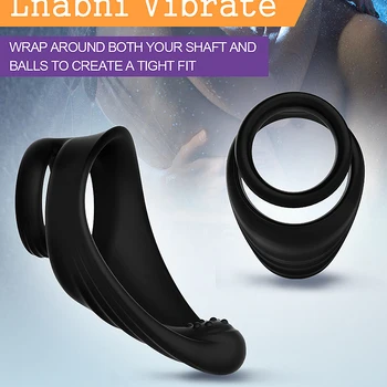 Samox Silicone Penis Ring Scrotum Bind Cock Ring Sex Toy for Men Erection Prostate Massage Dual Ring Delay Ejaculation Lock Ring 4