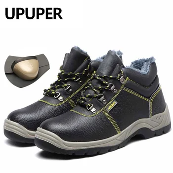 

UPUPER Steel Toe Work Boots Men Hiking Shoes Waterproof Genuine Leather Shoes Outdoor Sneakers Men Anti-slip Trekking Shoes 2019