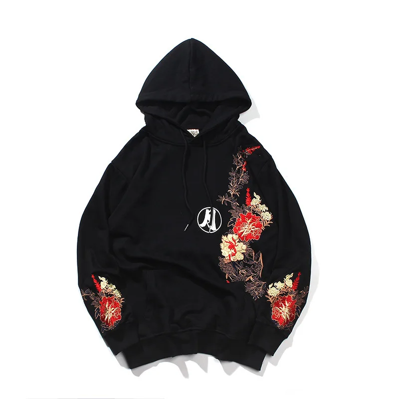 Autumn Winter Lunar animal print Hoodie Oversized Couple Hip hop Embroidered Men High Street Fashion Turtleneck Sweatshirt