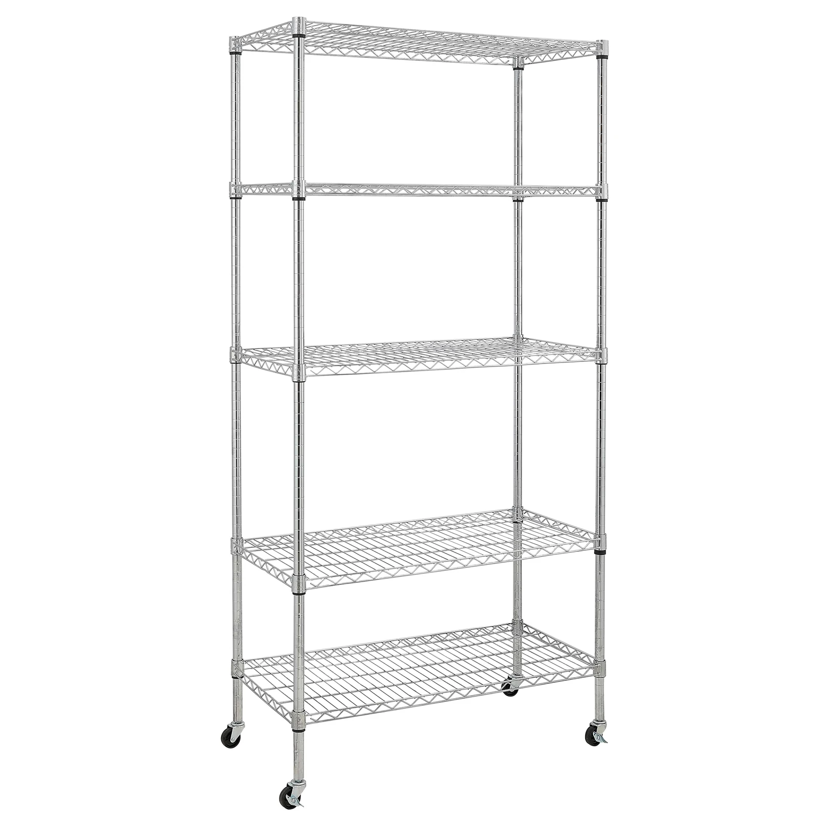 

5-Tier NSF-Certified Steel Wire Shelving with Wheels Chrome [US-Stock]