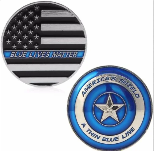 CHALLENGE COIN AMERICAS SHIELD BLUE LIVES MATTER тонкая линия полиции PROTE
