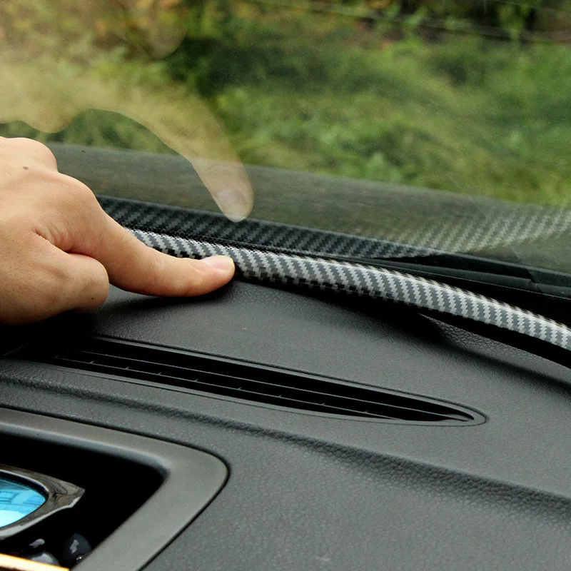 160cm Car Dashboard Sealing Strips Carbon Fiber Rubber Seal Soundproof