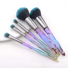5 алмазных ручек кисти для макияжа Красочные градиентные алмазные прозрачные резиновые ручки кисти для макияжа инструменты