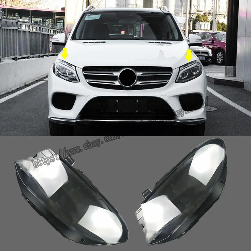 

For Mercedes Benz GLE 2015 20146 2017 2018 2019 2pcs Headlight Lens Headlamp Cover Left Right Pair Car modification accessories