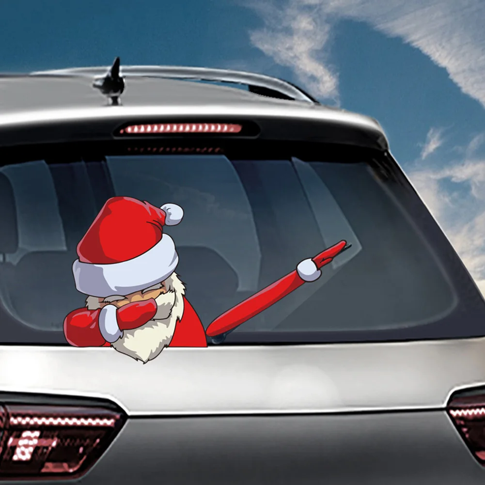 

Christmas Decoration Santa Claus 3D PVC Waving Car Stickers Styling Window Wiper Decals Rear Windshield Decor