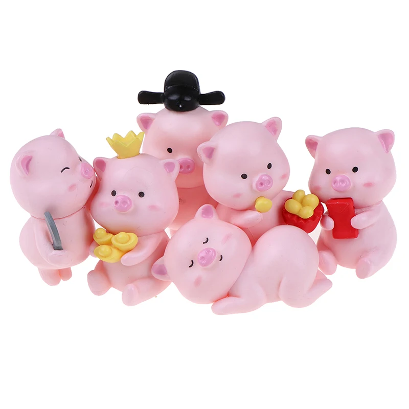 Pig Family Ornaments Small Statue Figurine Animal Model Moss Micro Landscape Home Decor Miniature Piggy Fairy Garden Decoration | Дом и сад