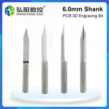 

V End Mill 3D Milling Cutter 6.0 Mm Shank Carbide PCB Engraving Drill Bit CNC Router Polishing Knife Tool For Wood Acrylic PVC