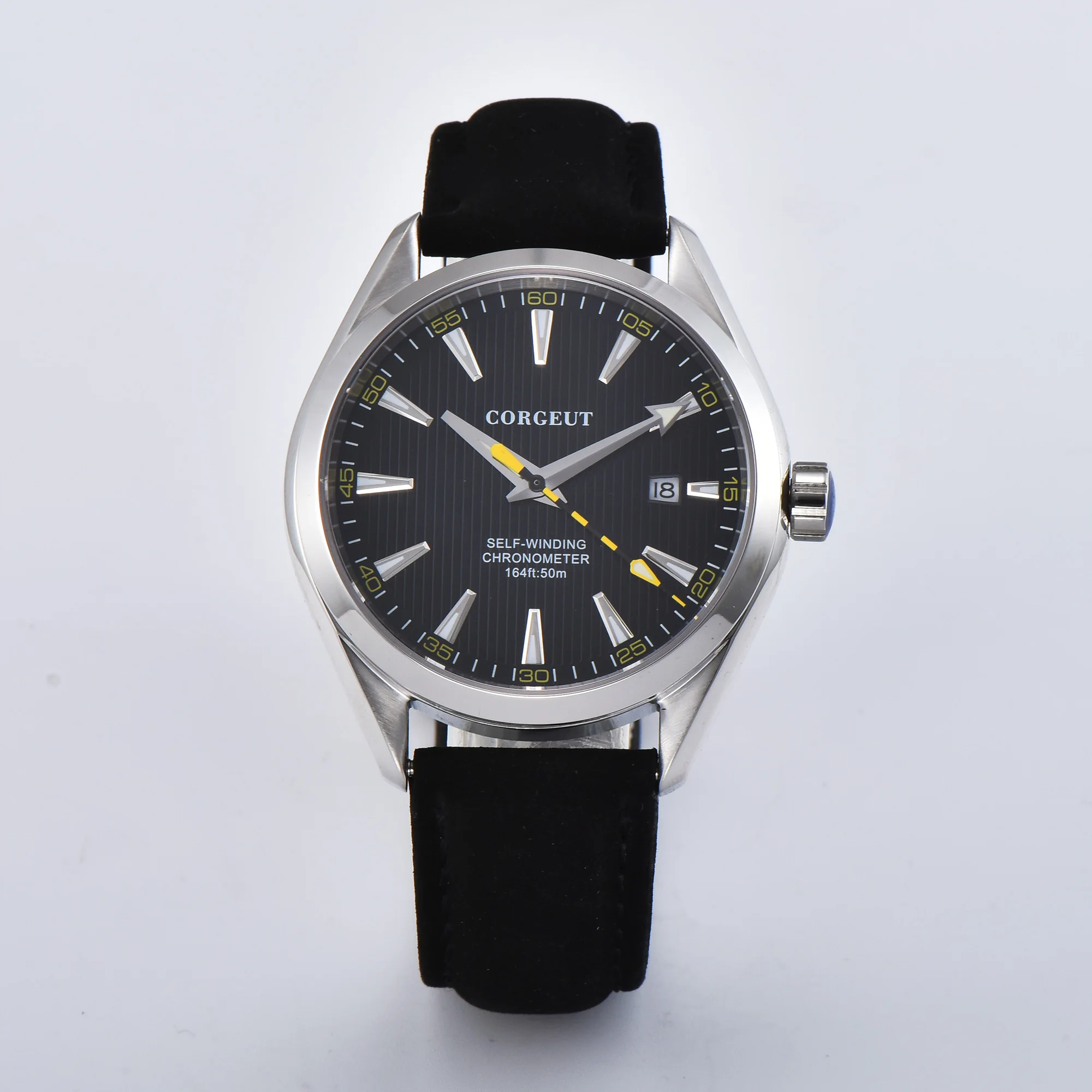 

41mm CORGEUT Black Dial Date Sapphire Glass luminous Automatic Men's Watchs.