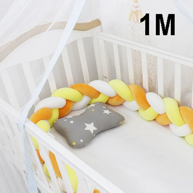 1M Multicolor 7 1 м/2 м Длина новорожденного ребенка кровать бампер чистый плетение плюшевый узел кроватки бампер детская кровать кроватки бортики защита для кроватки Декор детской комнаты - Цвет: 1M Multicolor 7