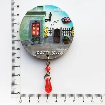 

United States Puerto Rico Creative Pendant House Courtyard Three-dimensional Painted Magnetic Sticker Refrigerator Sticker Trave