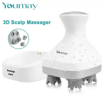 

Youmay 3D Waterproof Electric Head Massager Wireless Scalp Massage Promote Hair Growth Body Deep Tissue Kneading Vibrating