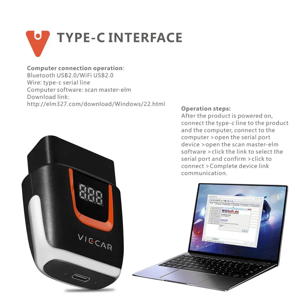 Viecar OBD OBD2 ELM327 V2.2 Bluetooth 4 0 WIFI Type-C сканер PIC18F25K80 для Android/IOS ELM 327 ODB2 автомобильный