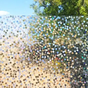 

5M Privacy Decorative Window Film Static Cling Window Sticker Circles Pattern Glass Decals for Home Kitchen Office Living Room