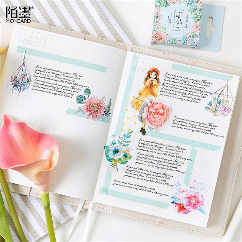 46pcs/pack Flowers Stickers for Decoration DIY Diary Album Planner Stickers Stationery Sticker School Supplies