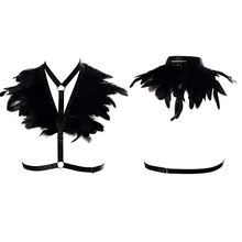 Бюстгальтер с перьями на бретельках, топы на плечах, крылья ангела, без косточек для женщин, Регулировка размера плюс, сексуальное нижнее белье в готическом стиле, на Хэллоуин